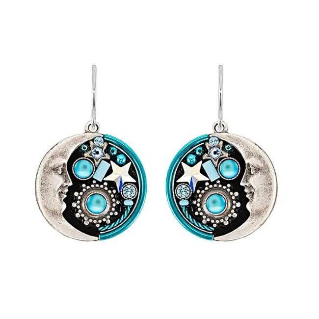 Firefly Moonlight Moon Earring in Light Blue