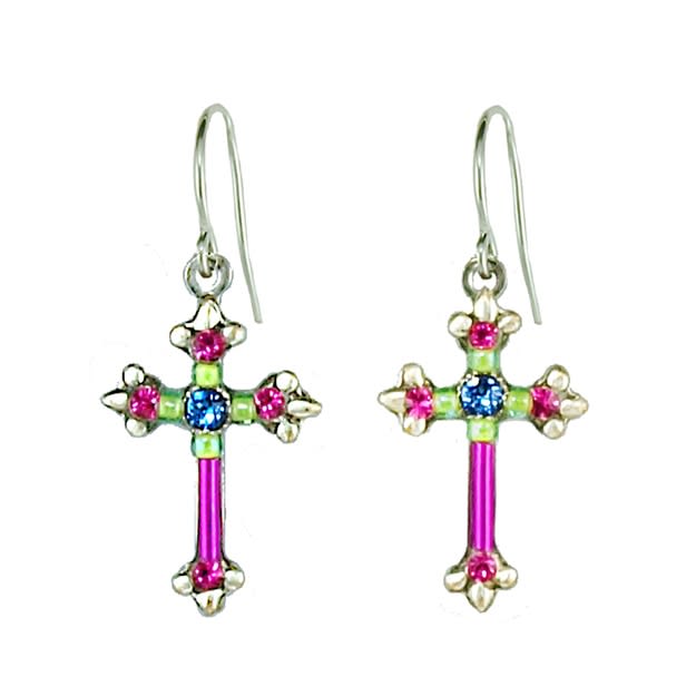 Firefly Dainty Cross Earrings in Sapphire