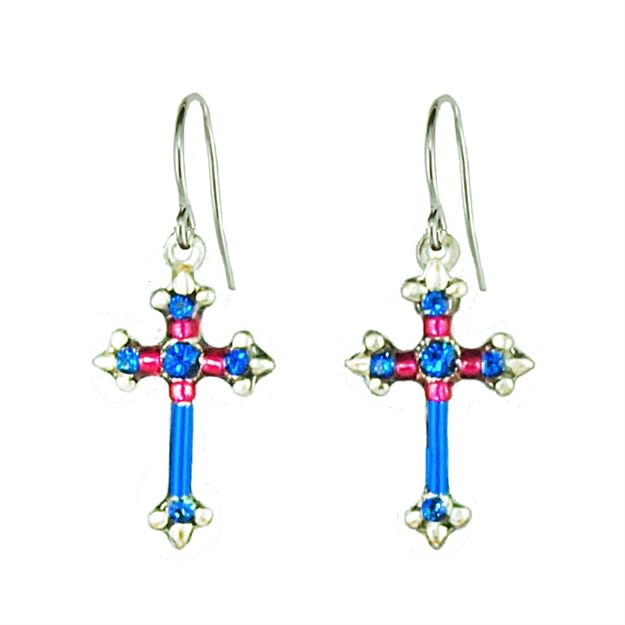 Firefly Dainty Cross Earrings in Bermuda Blue