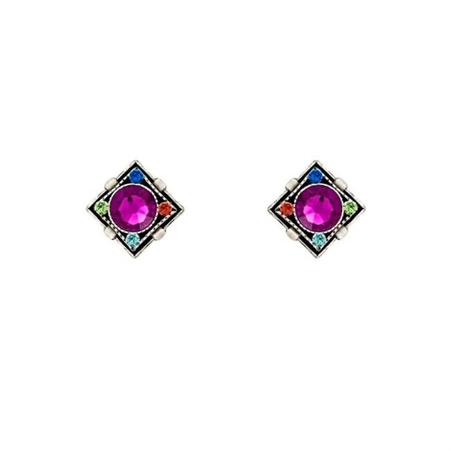 Firefly Architectural Stud Diamond Shape Post Earring in Multi-color