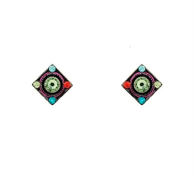 Firefly Architectural Stud Diamond Shape Post Earring in Multicolor