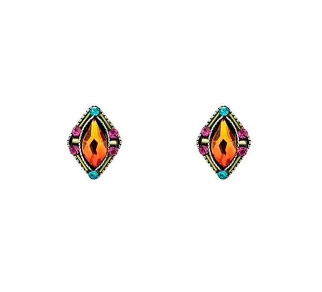 Firefly Architectural Stud Diamond Shape Post Earring in Multi-color