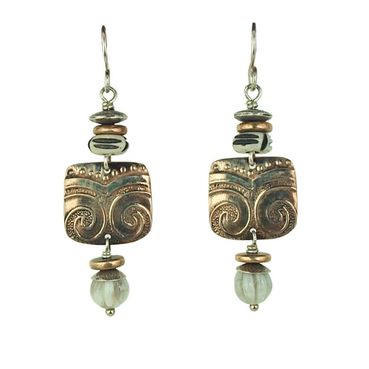 Tabra Bronze, Bone & White Jasper Earrings