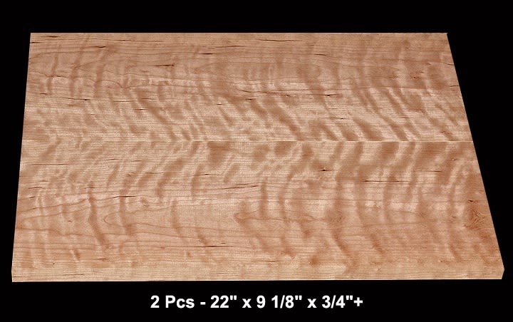 Book-Matched Curly Cherry - 2 Pcs - 22" x 9 1/8" x 3/4"+ - $185.00
