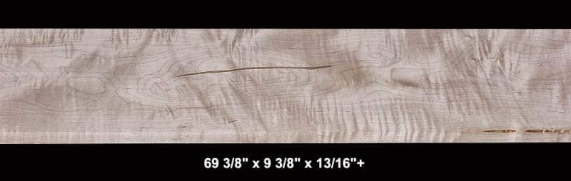 Curly Maple - 69 3/8" x 9 3/8" x 13/16"+ - $61.00