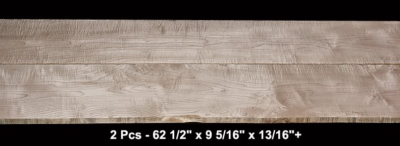 Lightly Figured Curly Maple - 2 Pcs - 62 1/2" x 9 5/16" x 13/16"+ - $70.00