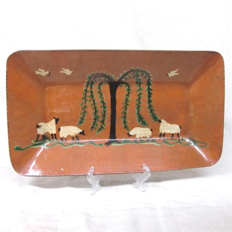 Quilled Weeping Willow and Sheep Plate (MTO) $180