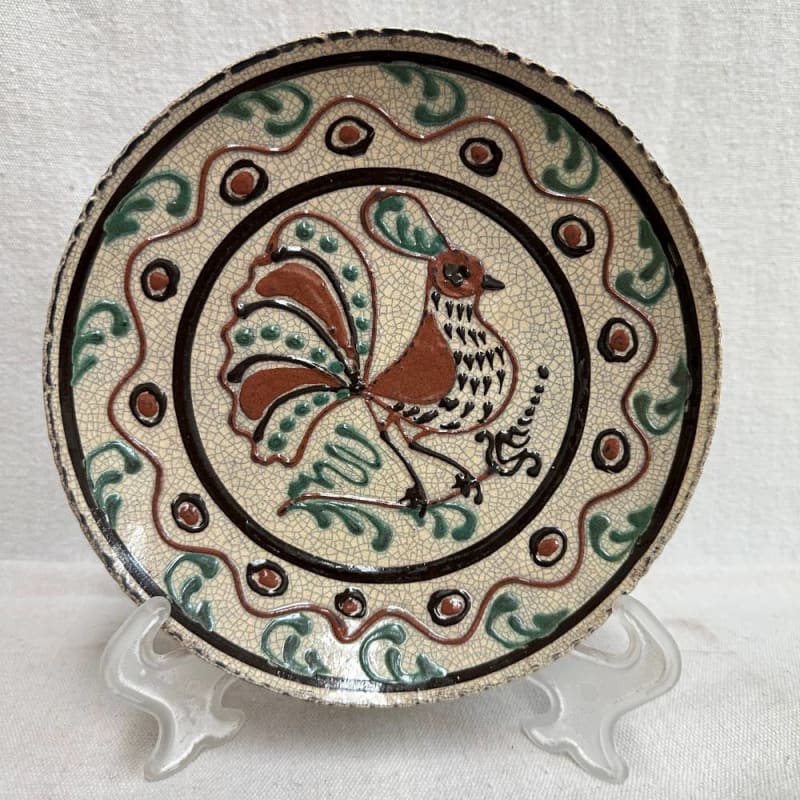 Bird and Floral Plate with Decorative Border $65