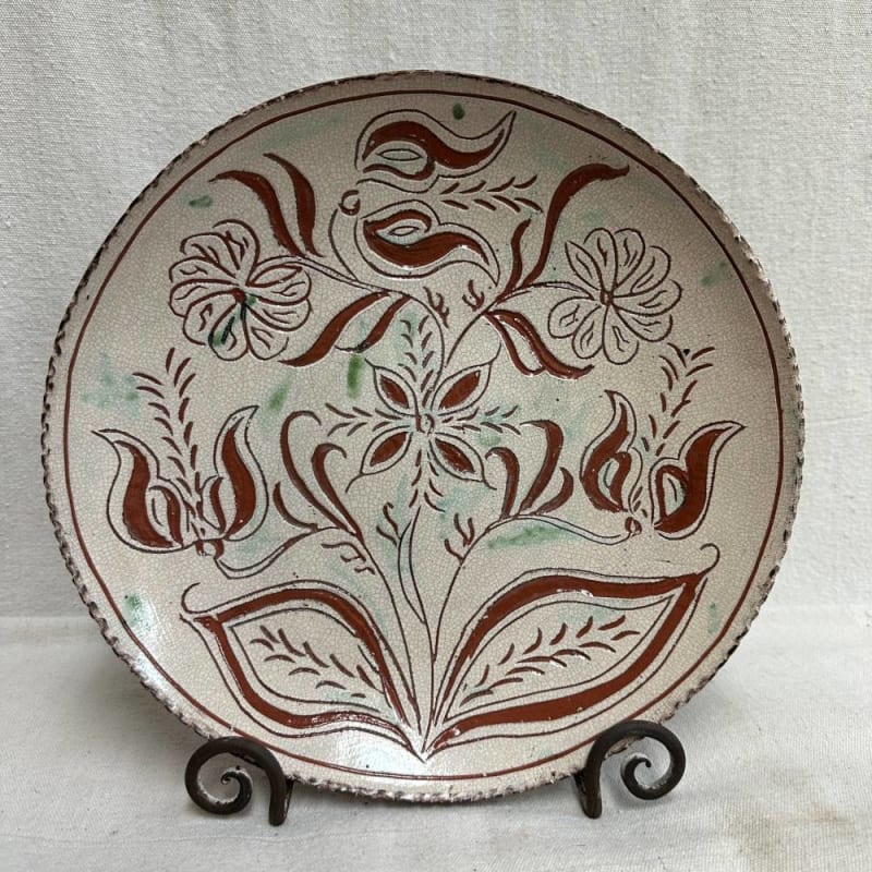 Sgraffito Floral Plate $135