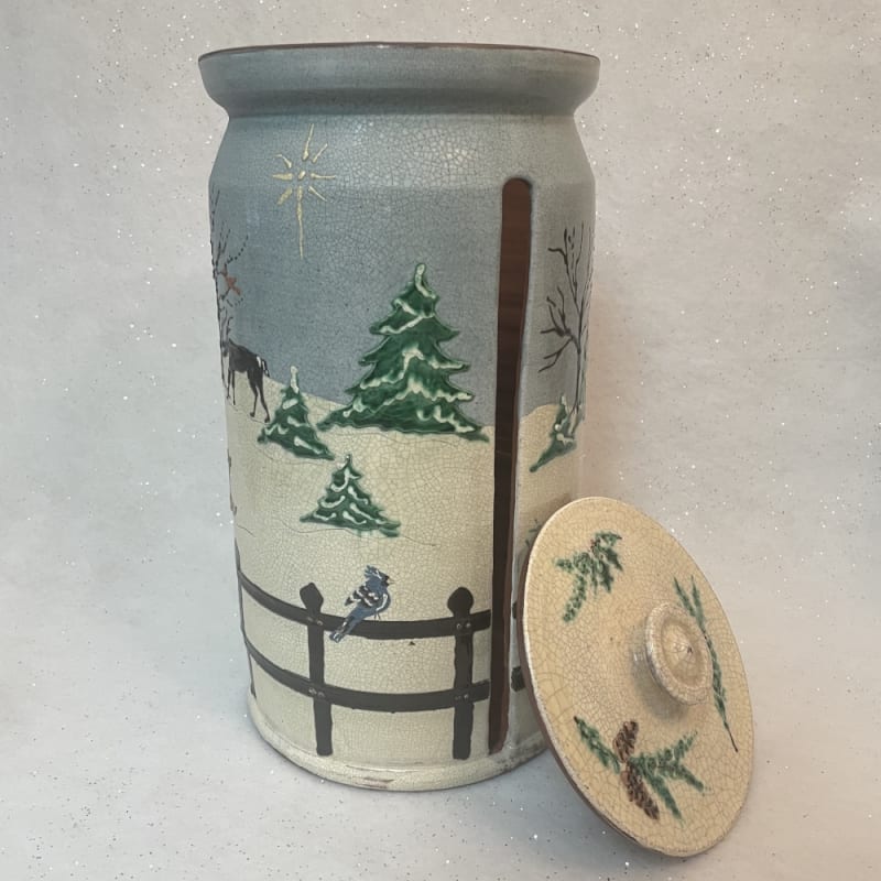 Winter Blue Jay and Cardinal Paper Towel Jar (MTO) $350