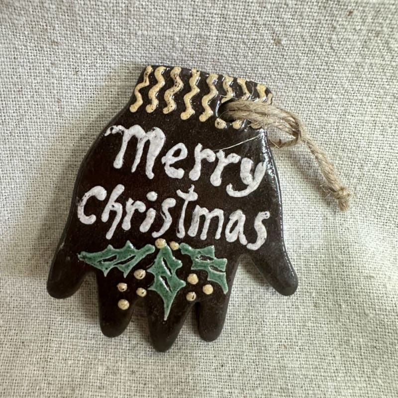 Merry Christmas Hand Ornament $30