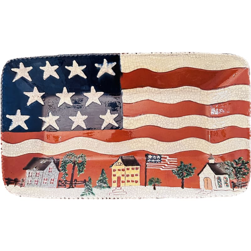 Patriotic Village Scene Plate (MTO) $225