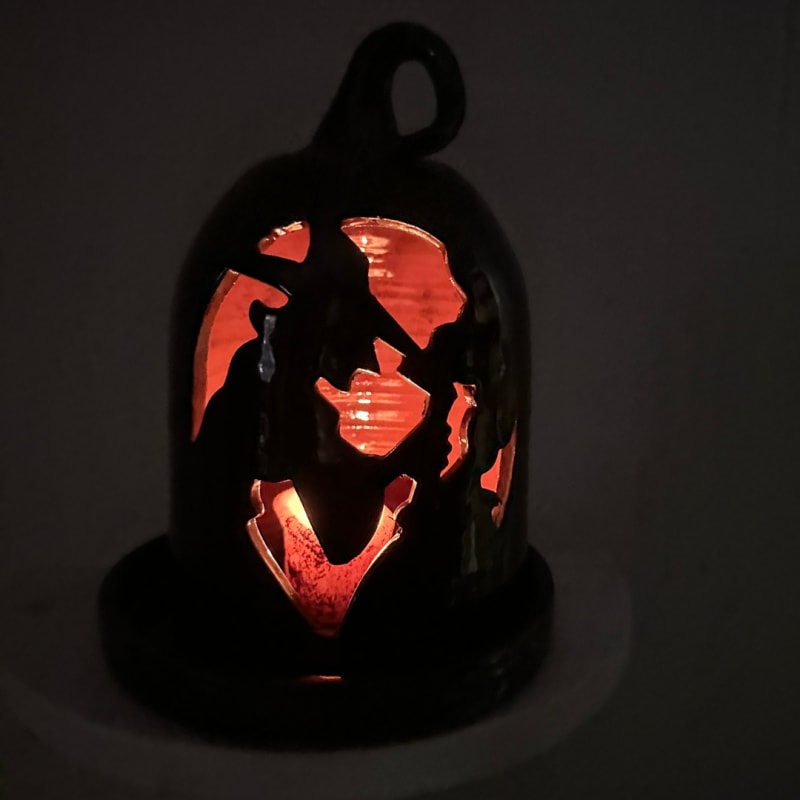 Witch and Cauldron Luminaire with Base (MTO) $255