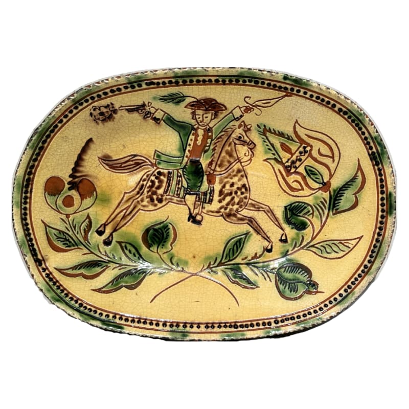 Sgraffito Horse and Rider Plate (MTO) $135