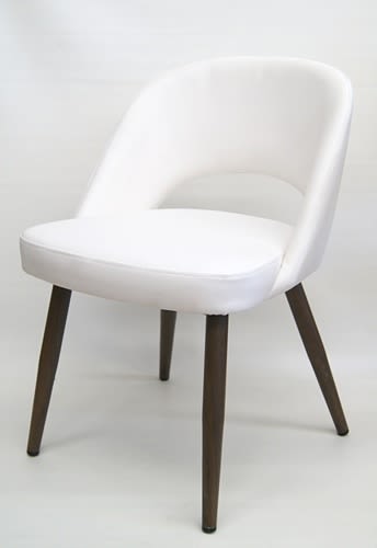 White Modern Wood Grain Metal Upholstered Restaurant Dining Chair