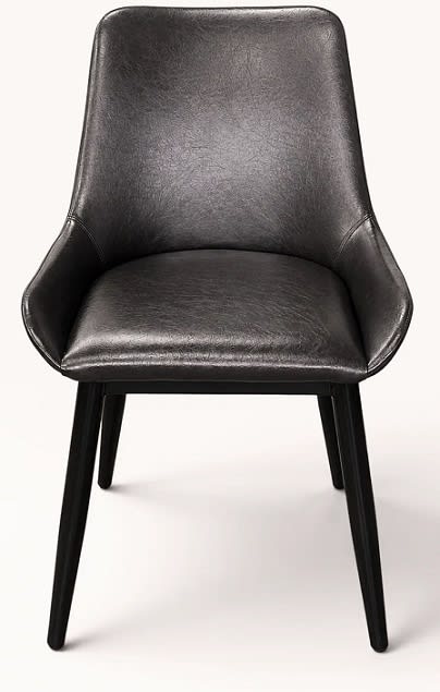 Dark Brown Faux Leather Restaurant  Wood Grain Metal Frame Chair â€“ Curved high Back