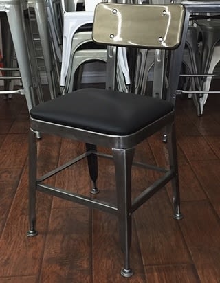 Industrial Pewter Metal Chair with Padded chair
