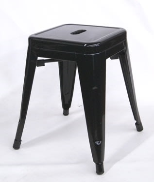 Industrial Metal Bar Stool Backless:  Black Glossy