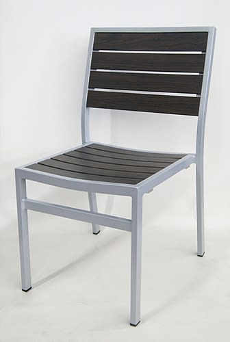 Espresso Aluminum Chair â€“ Grey Powder Coated  Frame with All-Aluminum Espresso Slats