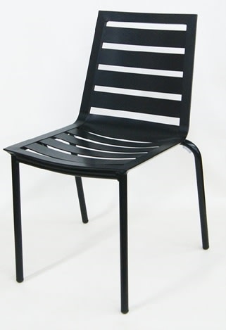 Black Aluminum Multi-Slat Patio Chair