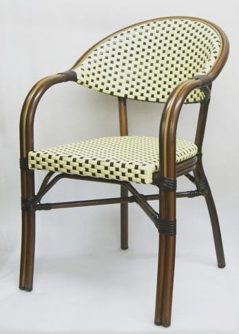 Creme Black Rattan Aluminun Stackable Arm Chair– Commercial Restaurant Seating Creme Black Rattan Aluminun Stackable Arm Chair– Commercial Restaurant Seating