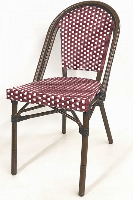 Burgundy White Rattan Stacking Restaurant Chair