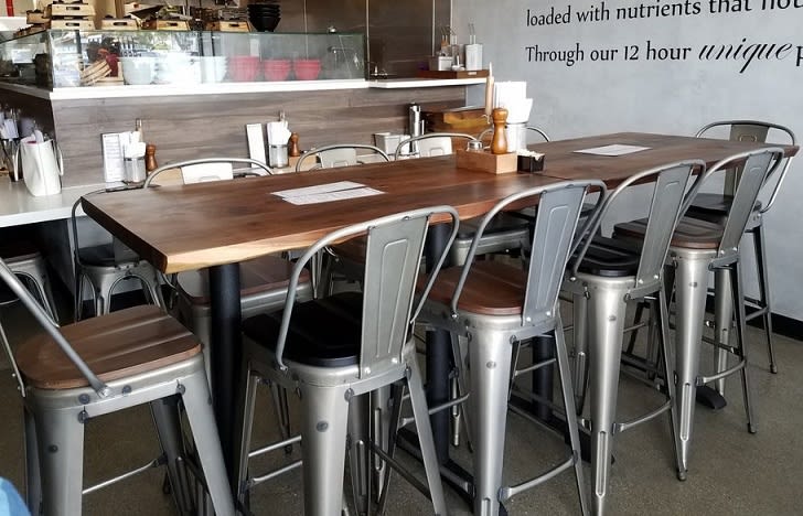 Black Walnut  Live Edge Plank Wood Tabletop:  Restaurant Picture