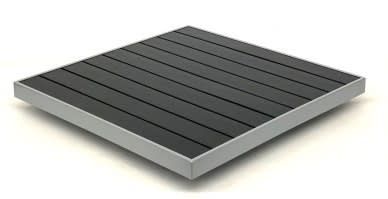 Black Resin Teak Slats Outdoor Table Tops with Silver Edge