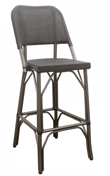 Rattan Restaurant Barstool â€“ Charcoal Mesh Outdoor Bar Stool for