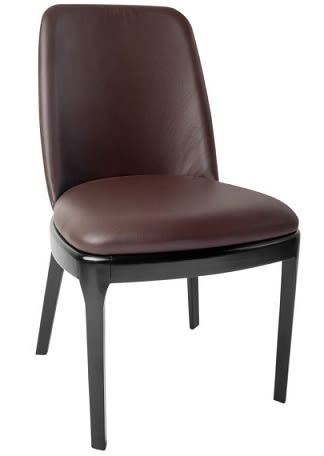 Upholstered Wood Restaurant Chair with Black High Back