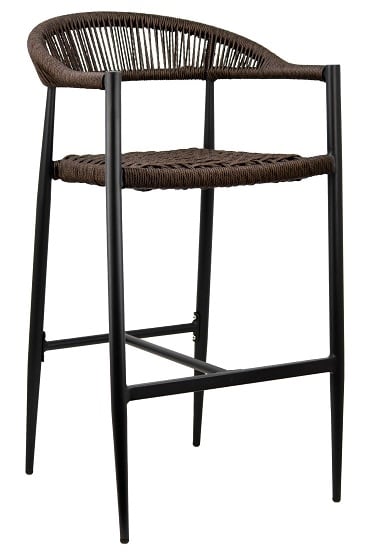 Brown Rope Floating Back Aluminum Arm Barstool | Commercial Brown Rope Floating Back Aluminum Arm Barstool | Commercial