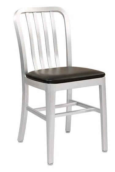 Navy Brushed Aluminum Classic Dining Chair