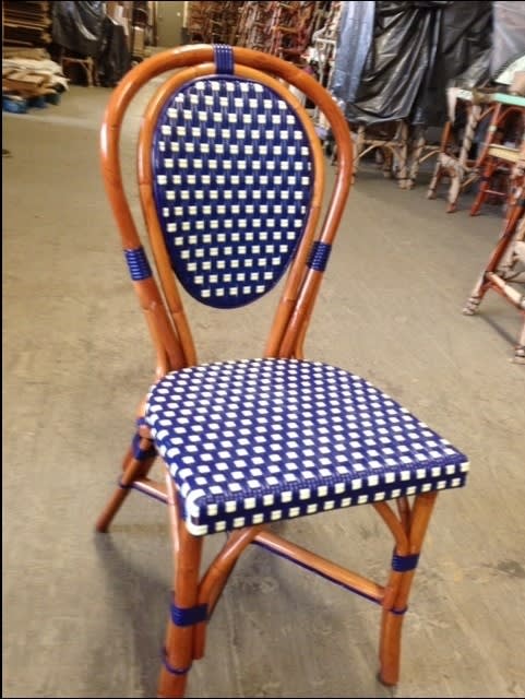 French Rattan Aluminum Navy/White Square Pattern: French Rattan Aluminum Navy/White Square Pattern: