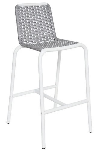 Outdoor Bar Stool Gray/White Wicker Weave