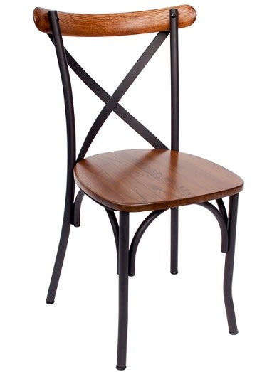 Industrial Cross Back Restaurant Chair – Wood & Metal Seating Industrial Cross Back Restaurant Chair – Wood & Metal Seating