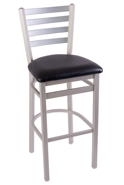 Silver Metallic Ladder Back Bar Stool
