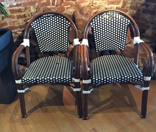 Black/White High-Density Weave Rattan Aluminum Arm Chair â€“ Commercial Outdoor Dining Seating