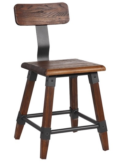 T Back  Restaurant  Walnut Wood/Metal Industrial Chair