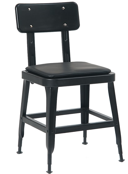 Black Metal Industrial Chair with Padded Seat