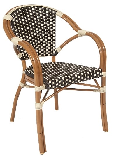 Rattan Chocolate /Ivory Aaluminum Shoulder Trim  Arm Chair