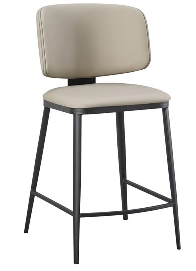 Upholstered Cream Metal Bar Stool Vinyl Seating Upholstered Cream Metal Bar Stool Vinyl Seating