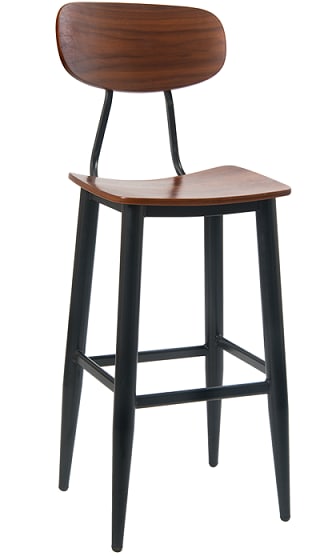 Industrial Black Metal Bar Stool w/ Wood Seat Industrial Black Metal Bar Stool w/ Wood Seat