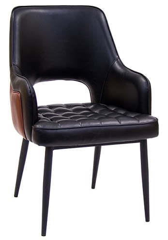 Black Upholstered Metal Lounge Arm Chair