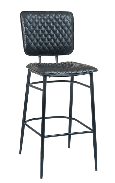 Black Metal Diamond Tuft Bar Stool