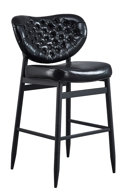 Black Upholstered Tuft Back Metal Bar Stool Black Upholstered Tuft Back Metal Bar Stool