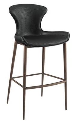 Trendy Black Upholstered Metal Restaurant Dining barstool â€“ Stylish Diamond Carbon Backrest, Walnut Wood Grain Finish