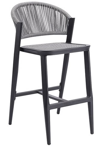 Rope Barstool Sling  Seat with  Black Aluminum Frame