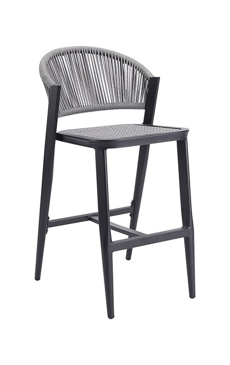 Rope Barstool Sling  Seat with  Black Aluminum Frame