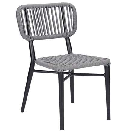 Rope Grey Weave Outdoor Black Frame Chair