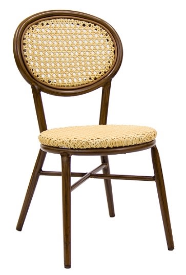 Rattan Brown Metal with Natural Cane Weave Aluminum Outdoor  Chair